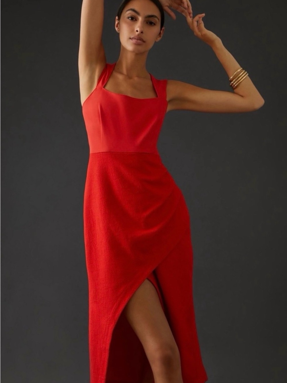 Anthropologie Red High-Low Sleeveless Dress